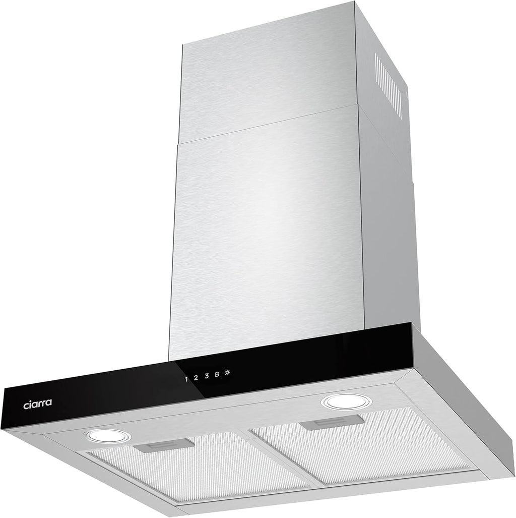 Ciarra CBCS6102 Dunstabzugshaube 60cm 650 m³/h - Touch Control & Wifi - 4 Geschwindigkeiten - Abluft- und Umluftbetrieb mit Aktivkohlefilter CBCF003 - Edelstahl