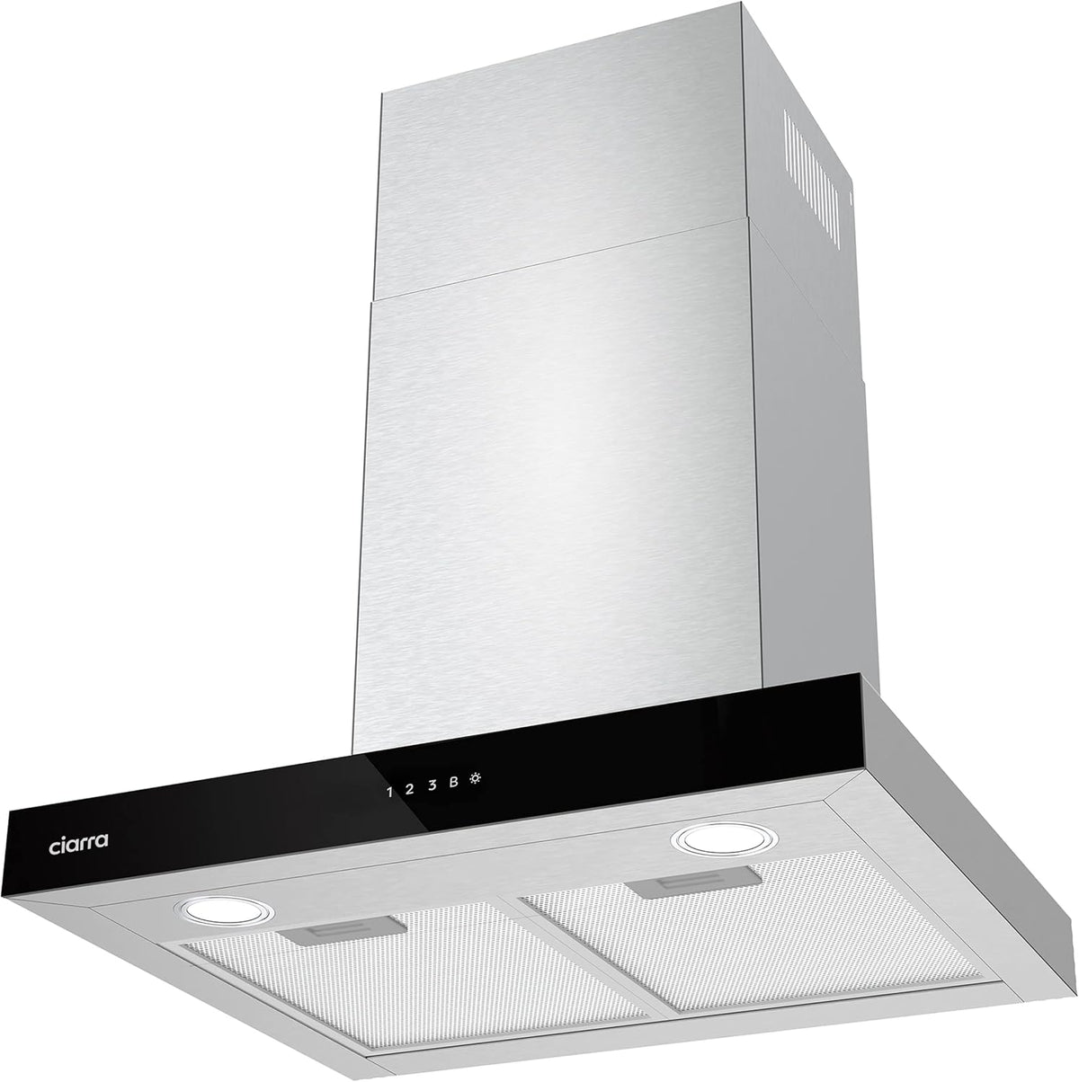 Ciarra CBCS6102 Dunstabzugshaube 60cm 650 m³/h - Touch Control & Wifi - 4 Geschwindigkeiten - Abluft- und Umluftbetrieb mit Aktivkohlefilter CBCF003 - Edelstahl