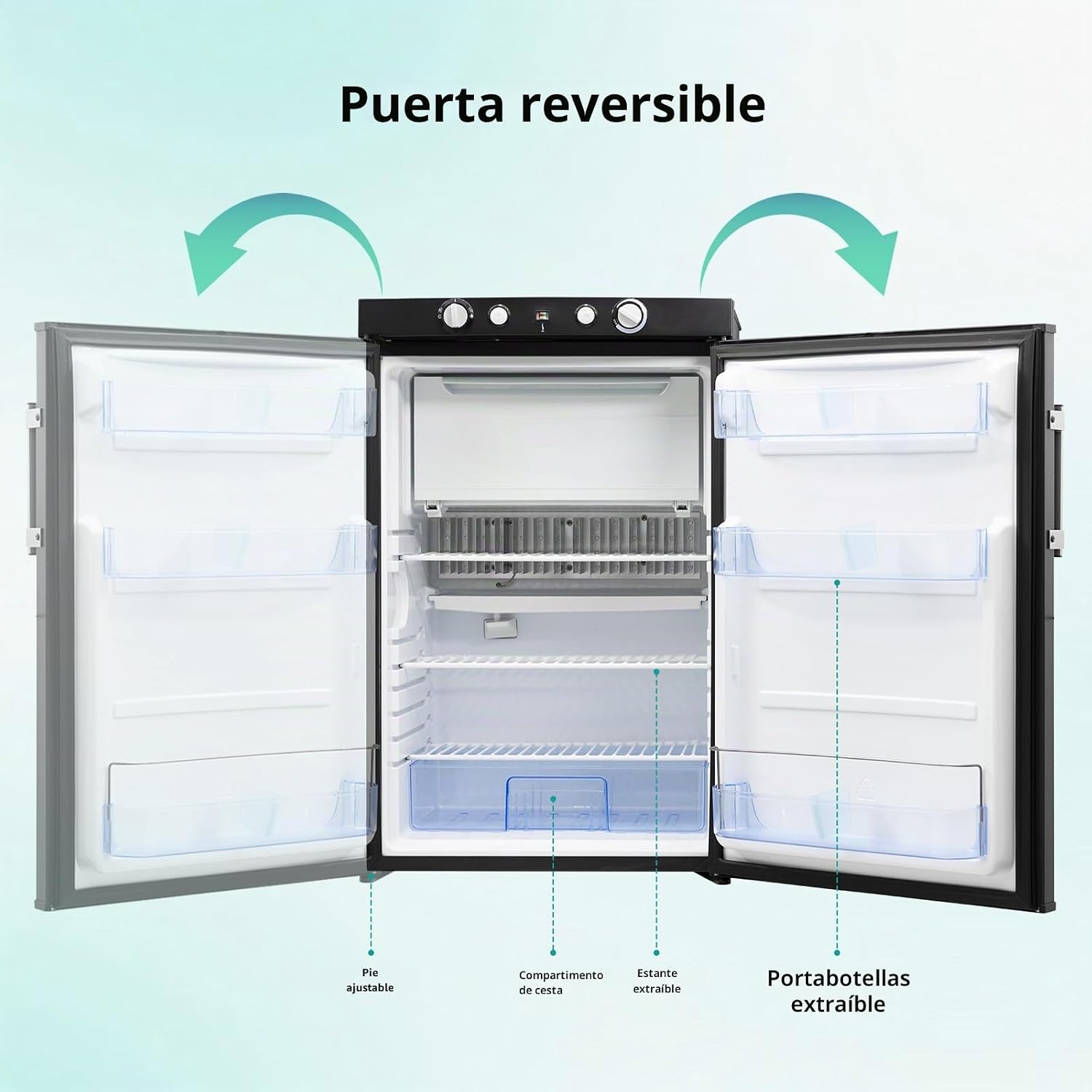 SMETA Nevera de Gas Butano, 100L con Congelador, Trivalente 12v 220v Gas, Frigorifico 12v, sin Ruido, Nevera para Furgoneta Camper Caravana Autocaravana Campo Dormitorio Oficina, Blanco