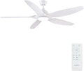 Newday 153cm Grande Ventilador de Techo Blanco con Luz y Mando a Distancia, LED Dimmer, Motor DC reversible para uso en verano e invierno, 5 aspas Silencioso para Dormitorio Sala de estar del Balcón