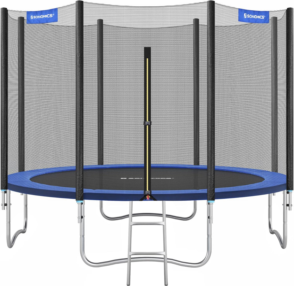 SONGMICS - Kinder Outdoor Trampolin Durchmesser 183/244/305/366/427 cm, externes Schutznetz, Sicherheitsauflagen, Leiter, gerade Stange 180 cm hoch, Stahlrahmen