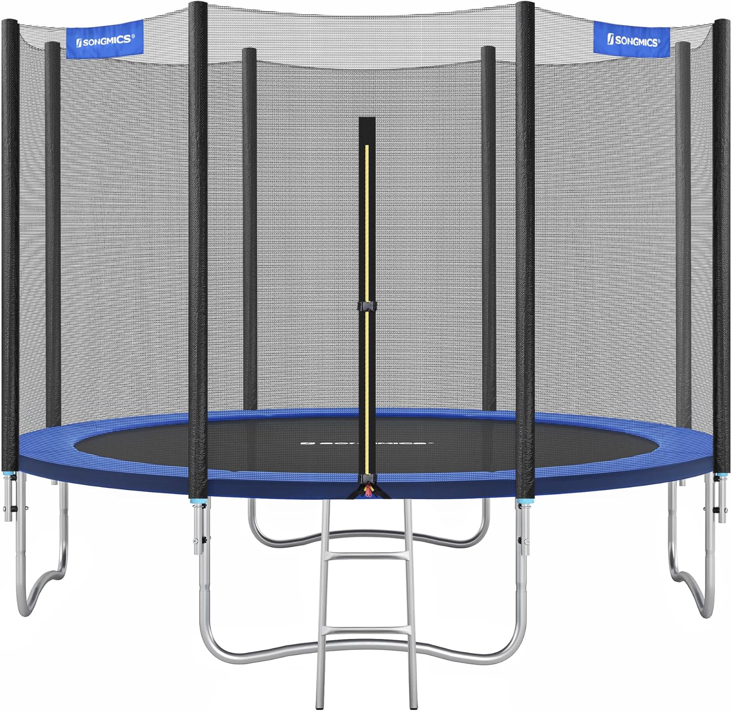 SONGMICS - Kinder Outdoor Trampolin Durchmesser 183/244/305/366/427 cm, externes Schutznetz, Sicherheitsauflagen, Leiter, gerade Stange 180 cm hoch, Stahlrahmen