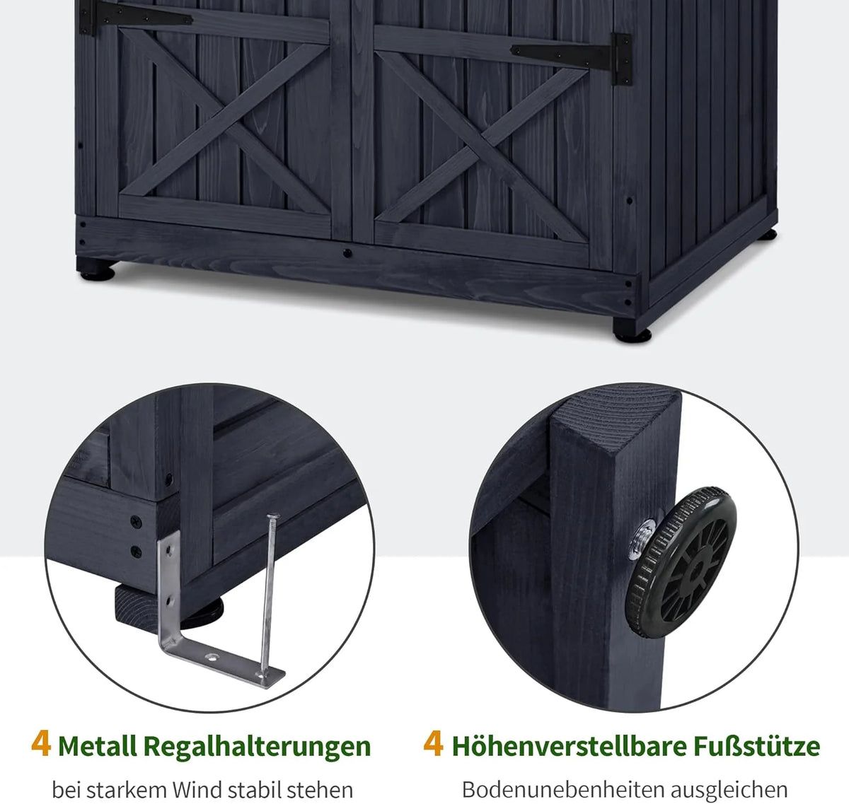 M MCombo Armario de jardín caseta de jardín de Madera Resistente a la Intemperie, Armario Exterior Impermeable con Suelo, para Uso Exterior balcón, 74×99×193 cm (Gris Antracita)