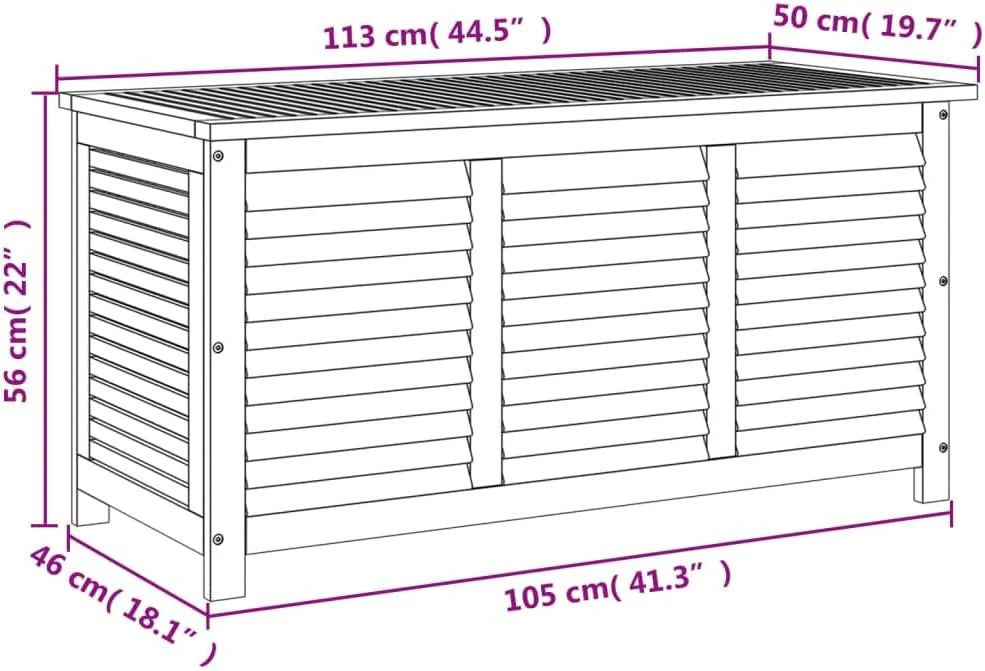 Baul Almacenaje de Madera de Acacia, Baul Almacenamiento, Banco Almacenaje, Caja de Almacenamiento de Jardín, para Interior y Exterior, 113 x 50 x 56 cm