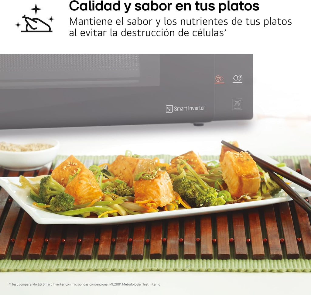LG MH6535GIB - Microondas con grill, 1000 W, Smart Inverter, Display digital, Color Negro Transparente, 1000 W, 25 l