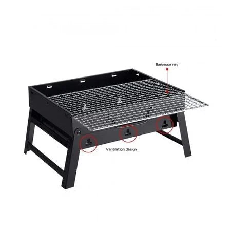 Barbacoa De Carbón Portátil Plegable Para Bbq Con Parrilla 43x29x20cm