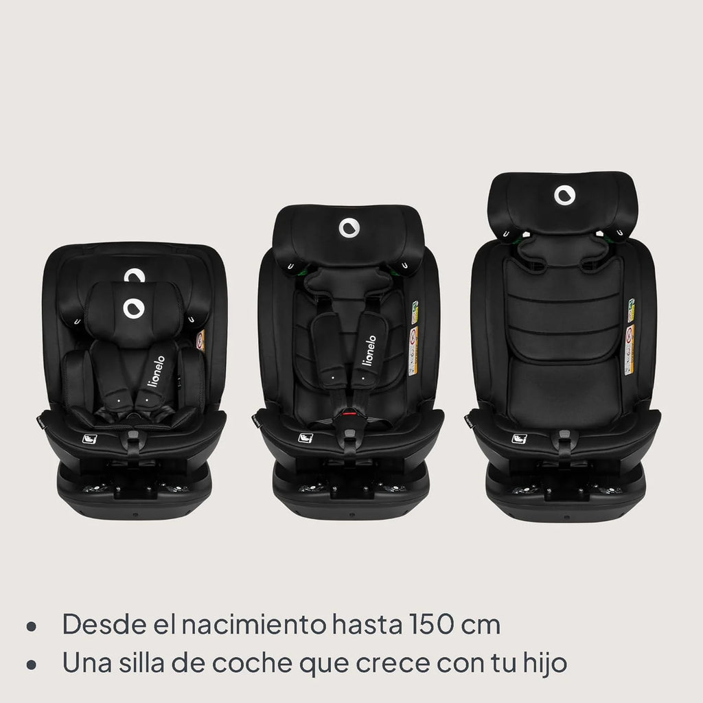 LIONELO Bastiaan RWF i-Size Silla de Coche para Bebé Giratoria 360° 0-36kg, Instalaciión Delantera y Trasera (18kg), ISOFIX TopTether, Reposacabezas y Respaldo Ajustables Protección Lateral