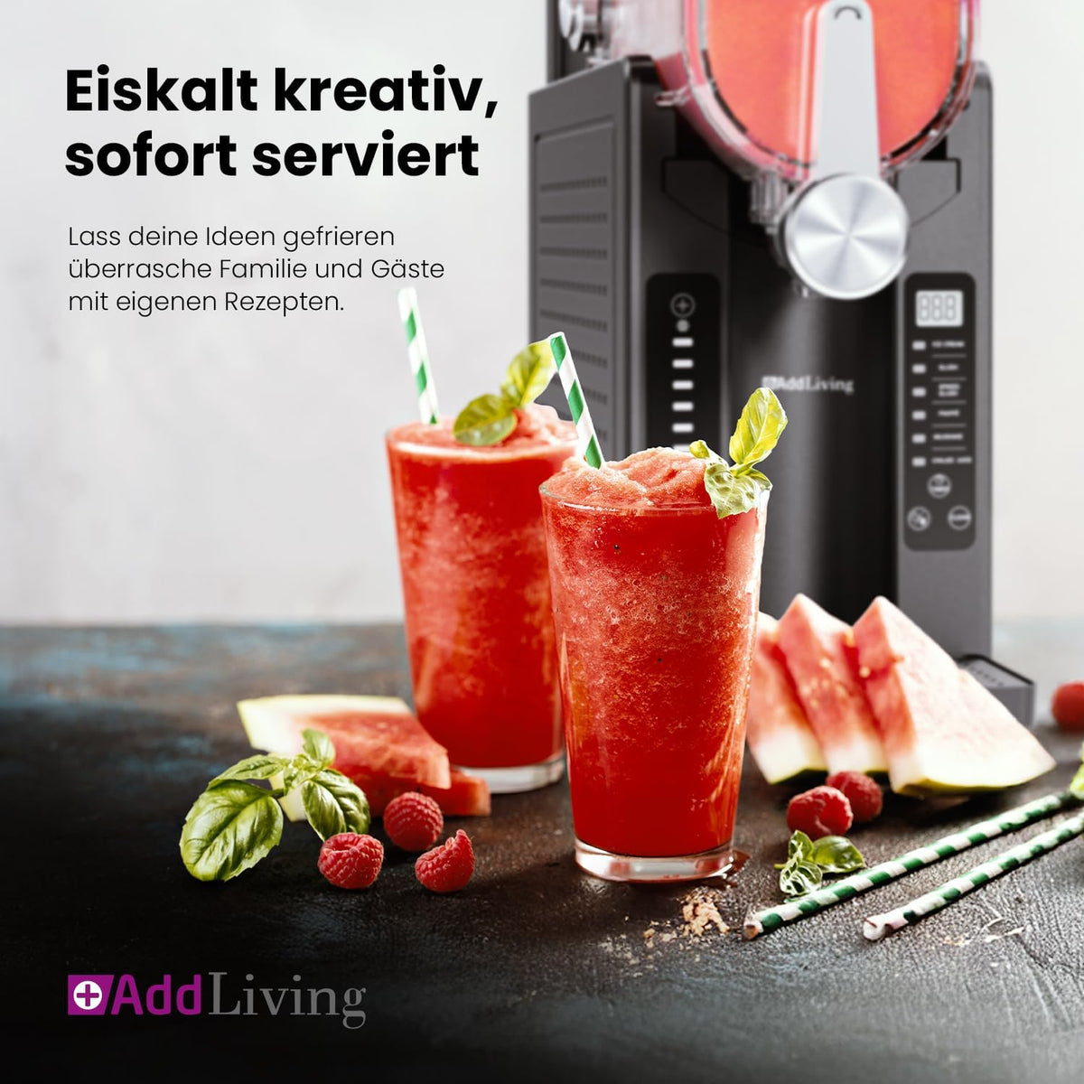 SLUSH Maschine für Zuhause | Slushy Maker & Eismaschine mit 6 Programmen | 2,6L Slush Eis Maschine für Cocktails, Slush-Eis, Softeis, Frappe, Milchshakes | Selbstreinigend | Schwarz/Silber