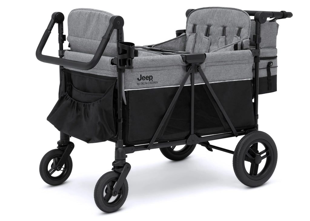 Carrito-Paseador Jeep Wrangler Deluxe para 4 Niños – Capota Desmontable, Bolsa Térmica, Asientos Modulares, Almacenamiento XXL, Ruedas Antipinchazos, Manillares Ajustables