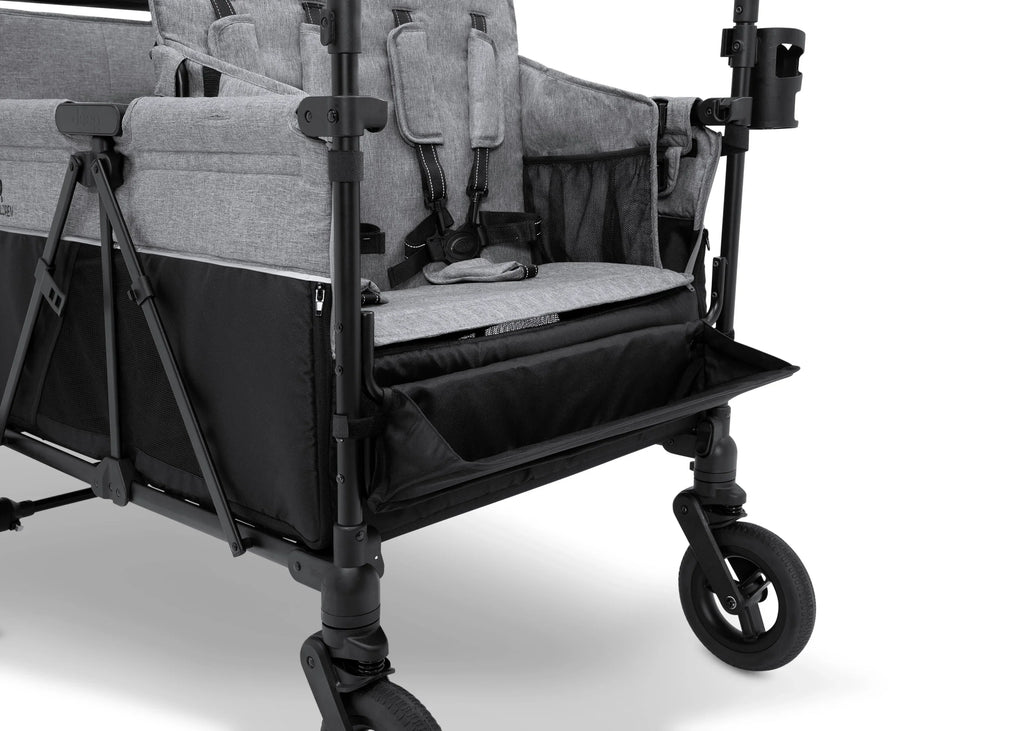 Carrito-Paseador Jeep Wrangler Deluxe para 4 Niños – Capota Desmontable, Bolsa Térmica, Asientos Modulares, Almacenamiento XXL, Ruedas Antipinchazos, Manillares Ajustables