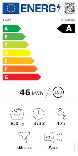 2025 Bosch WAN282K3, Serie 4, Frontlader-Waschmaschine, 8 kg, 1400 U/Min, SpeedPerfect, Top-Energie- und Wassereinsparung, Nachlegefunktion, besonders hygienisch, AquaStop, IronAssist