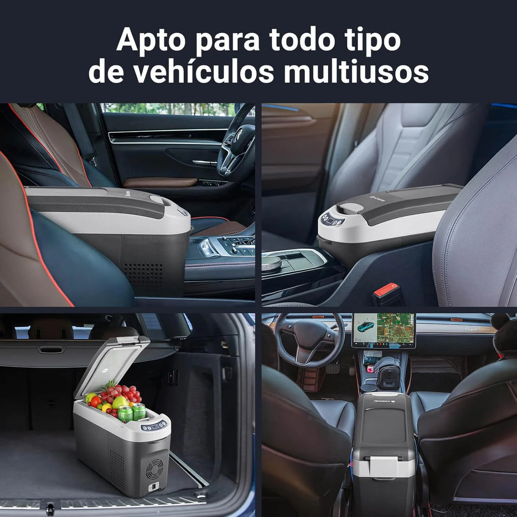 AAOBOSI Nevera Portátil 15 litros, Nevera 12V 24V DC Compresor, con una Capacidad de Cefrigeración de +20℃ a -15℃ para coche, camión, barco y autocaravana