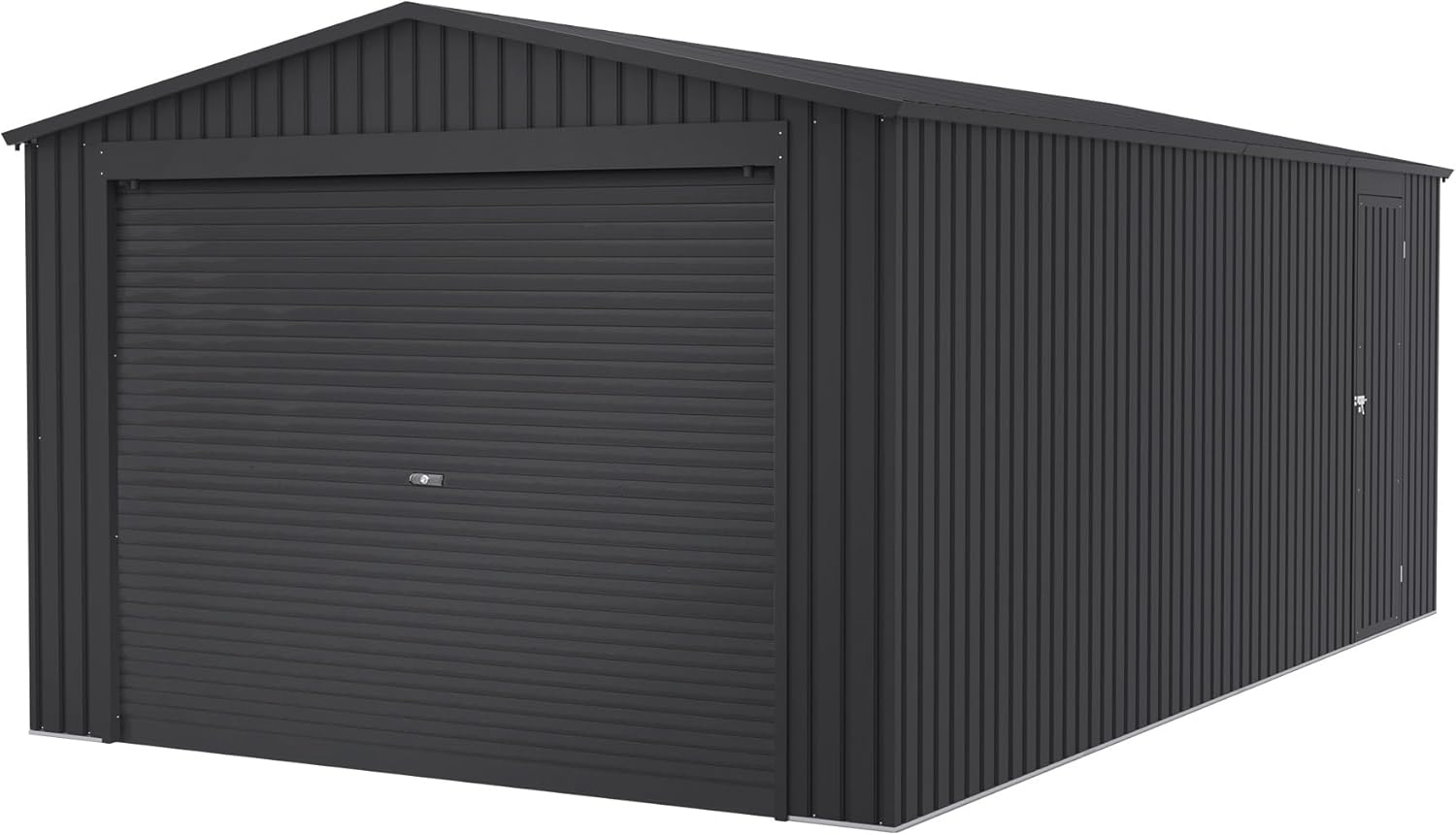 Wasabi - Metallgarage 19,52m² Jarama – Breites Rolltor – Wetterschutz für Autos – Sicherheitsschloss mit Schlüssel – Seitliche Fußgängertür – Carport Gartenhaus Lager – 576x338x243cm