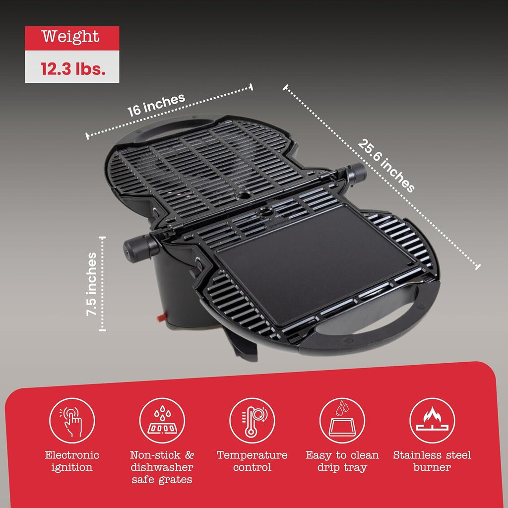 NOMADIQ Tragbarer Propangasgrill | Kleiner, kompakter und leichter Tischgrill | Perfekt für Camping, Heckklappenpartys, Kochen im Freien, Wohnmobile, Boote, Reisen (Grill)