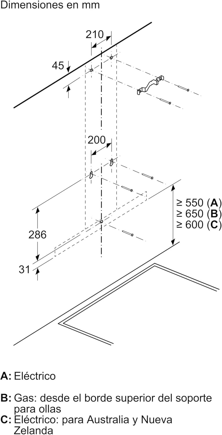 Bosch – Wandesse, 90 cm, Serie 2, mechanische Steuerung, LED-Beleuchtung, Edelstahl, DWB96BC50