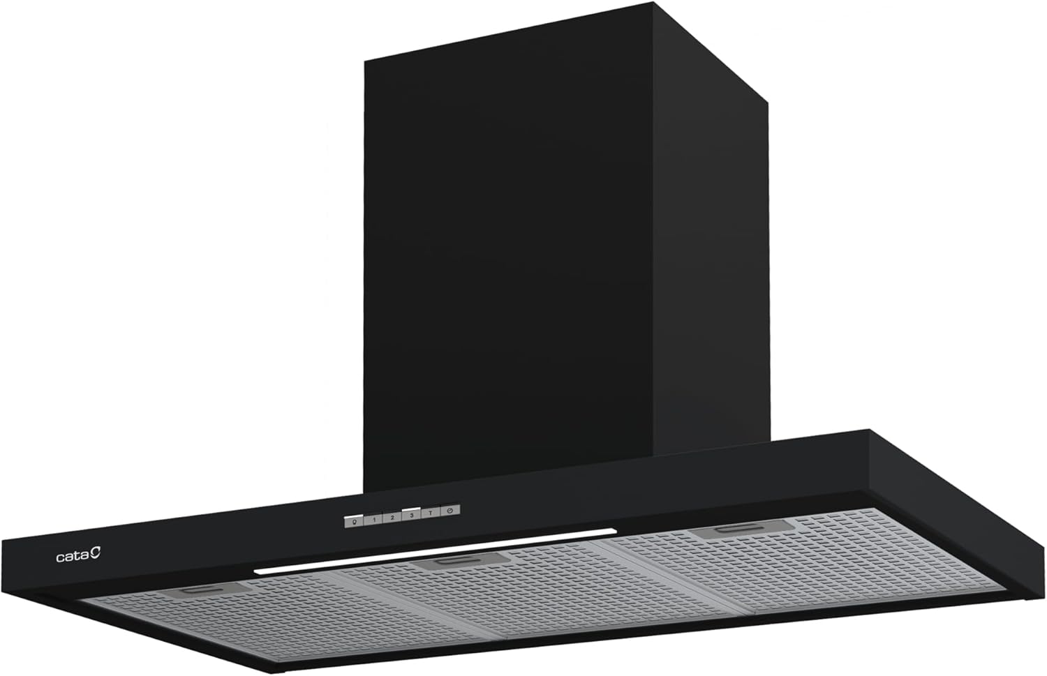 CATA Campana Decorativa Pared Sygma 9010 BK con 4 Niveles de Extracción, 3+1 Turbo Panel de Control Electrónico Nivel Sonoro 50 db Motor BT3 Extra Silencioso Iluminación LED Ancho 90 cm Color Negro