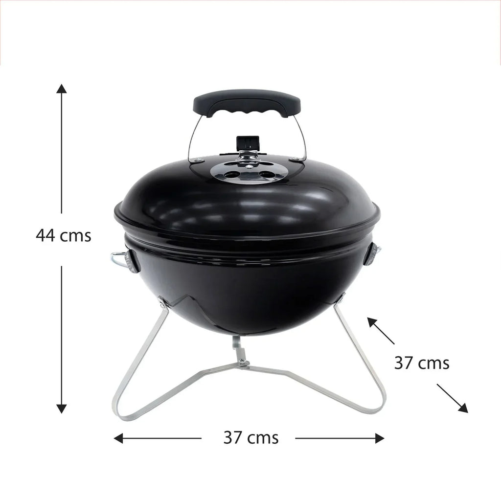 Barbacoa De Carbón Portátil De Sobremesa Kekai Tahoe  37x37x44 Cm Tapa Con Sistema De Transporte Y Bloqueo Esmaltado Negro