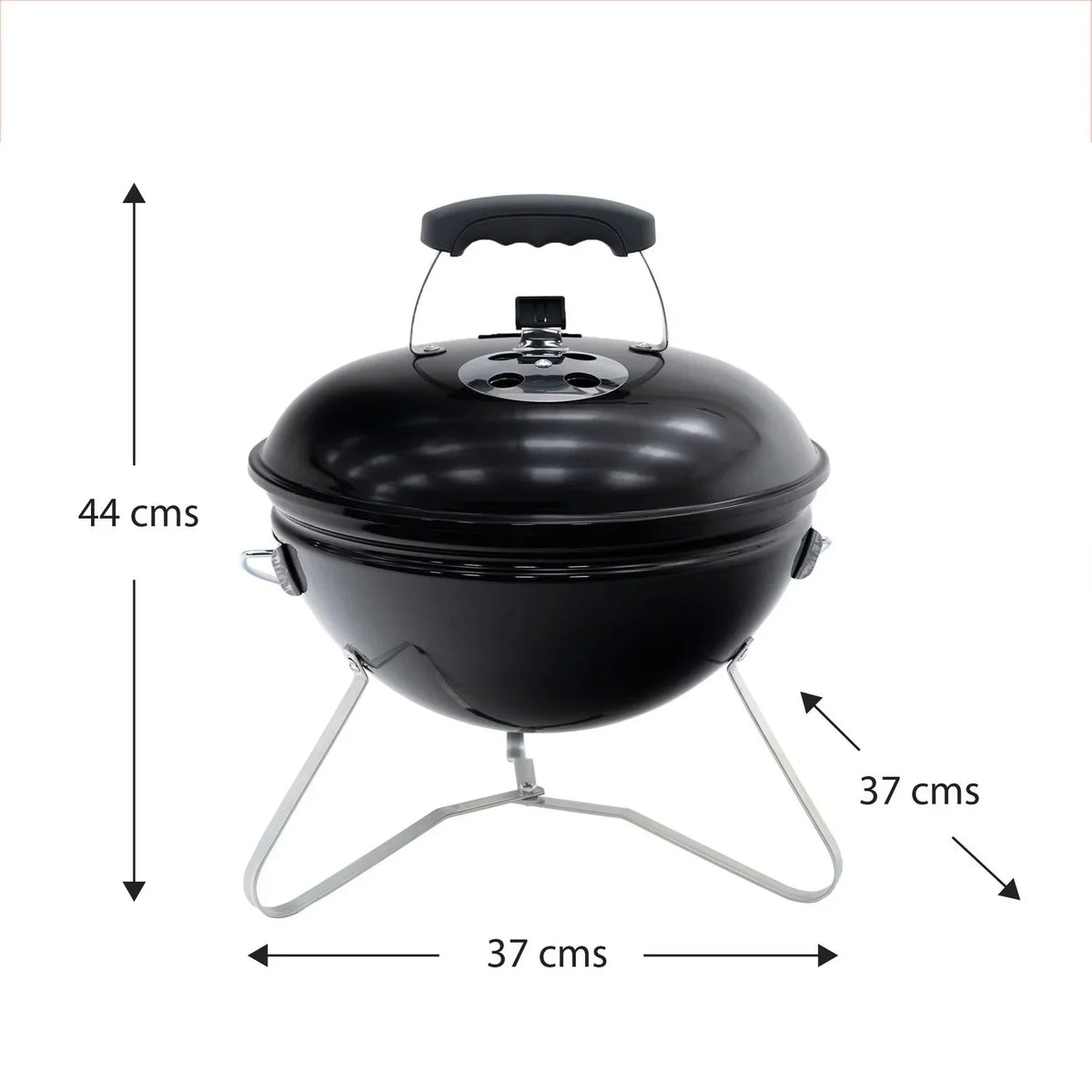 Barbacoa De Carbón Portátil De Sobremesa Kekai Tahoe  37x37x44 Cm Tapa Con Sistema De Transporte Y Bloqueo Esmaltado Negro