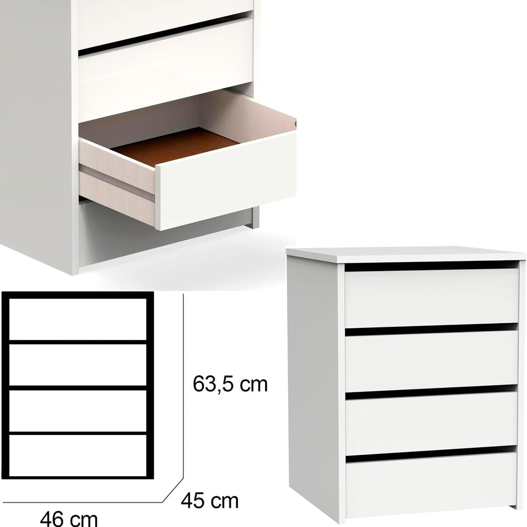 Armario Dormitorio con 4 cajones Ropero Armo 2 Puertas correderas Color Blanco