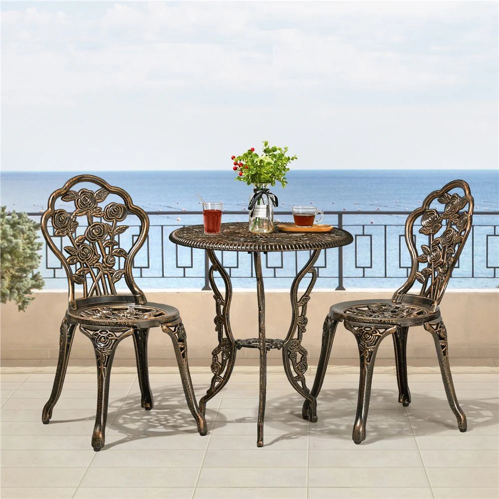 Conjunto De Mesa Y Sillas Exterior Vintage Para Balcón Bronce