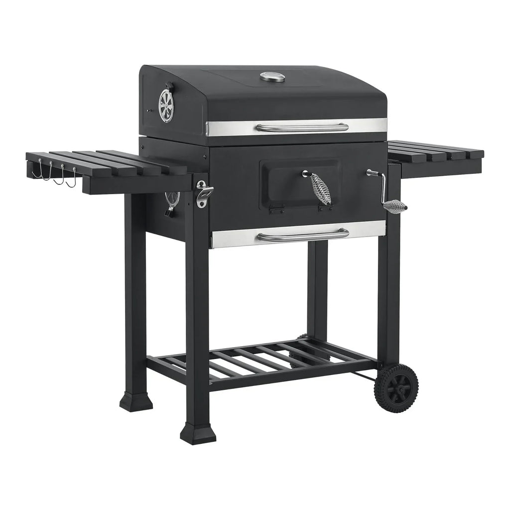 Barbacoa De Carbón Arnad Con 2 Estantes Acero 105x135x48cm - Negro [casa.pro]