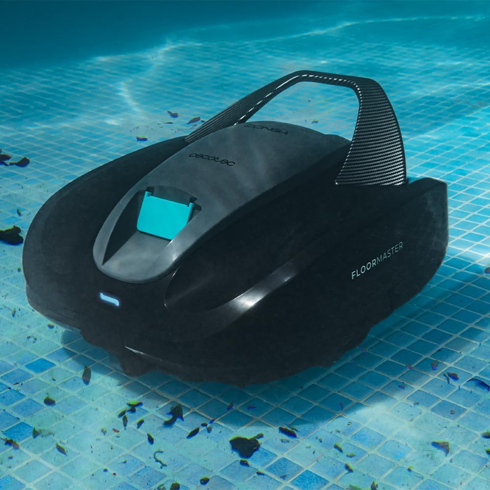 Cecotec Poolreinigungsroboter kabellos Conga Pooldroid 2000 FloorMaster. 100 Min. Akkulaufzeit, Pool ohne Neigung, bis zu 80m², max. Tiefe 2,5m, 2,5L Fassungsvermögen, Hocheffizienzfilter