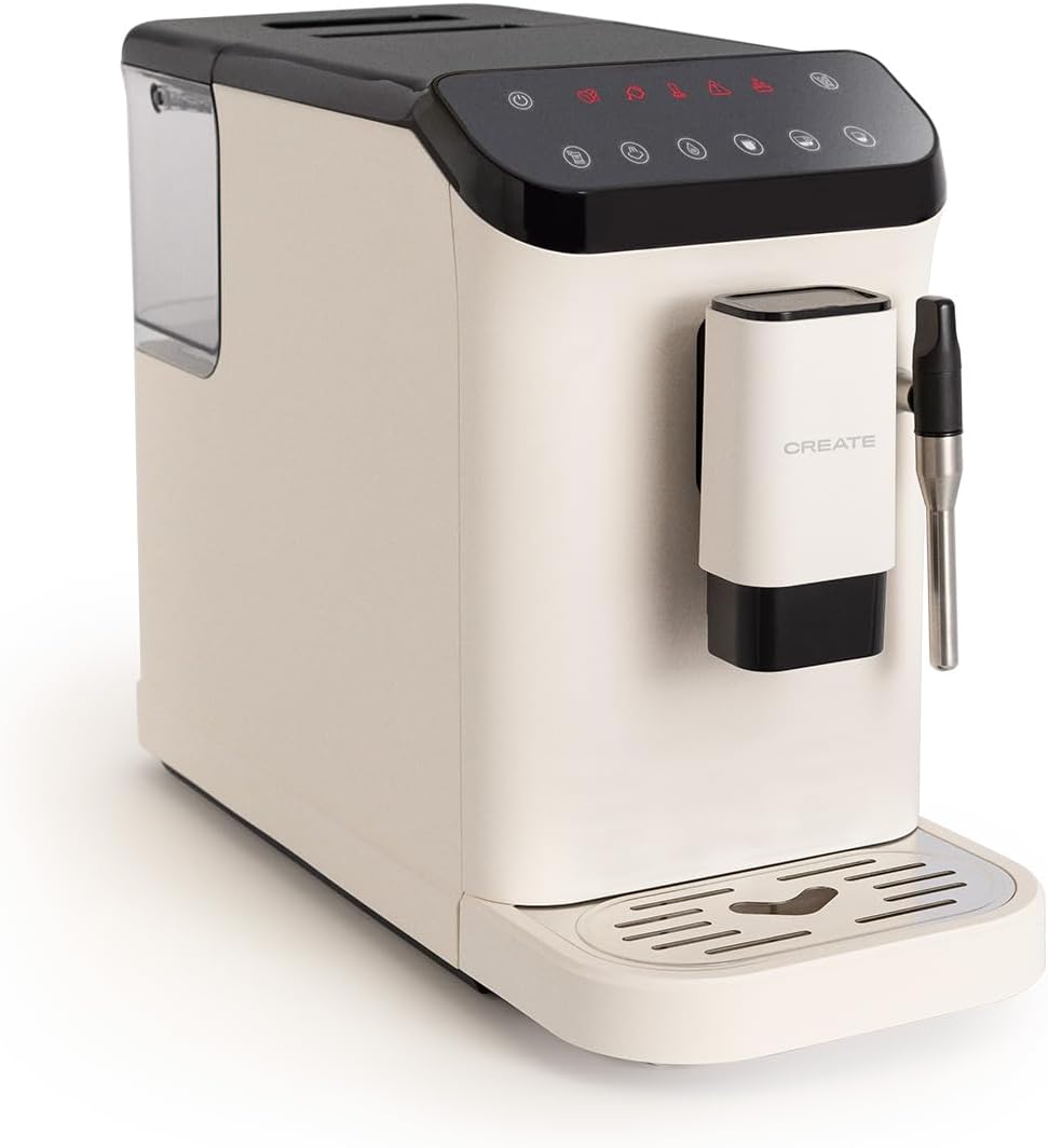 CREATE / THERA MATIC TOUCH / Kaffeevollautomat gebrochenes Weiß / 20 bar, 1,5l Tank, 180g Kaffeebohnenbehälter, Dampfdüse, Touch-Bedienfeld, Selbstreinigungsfunktion, 1350W