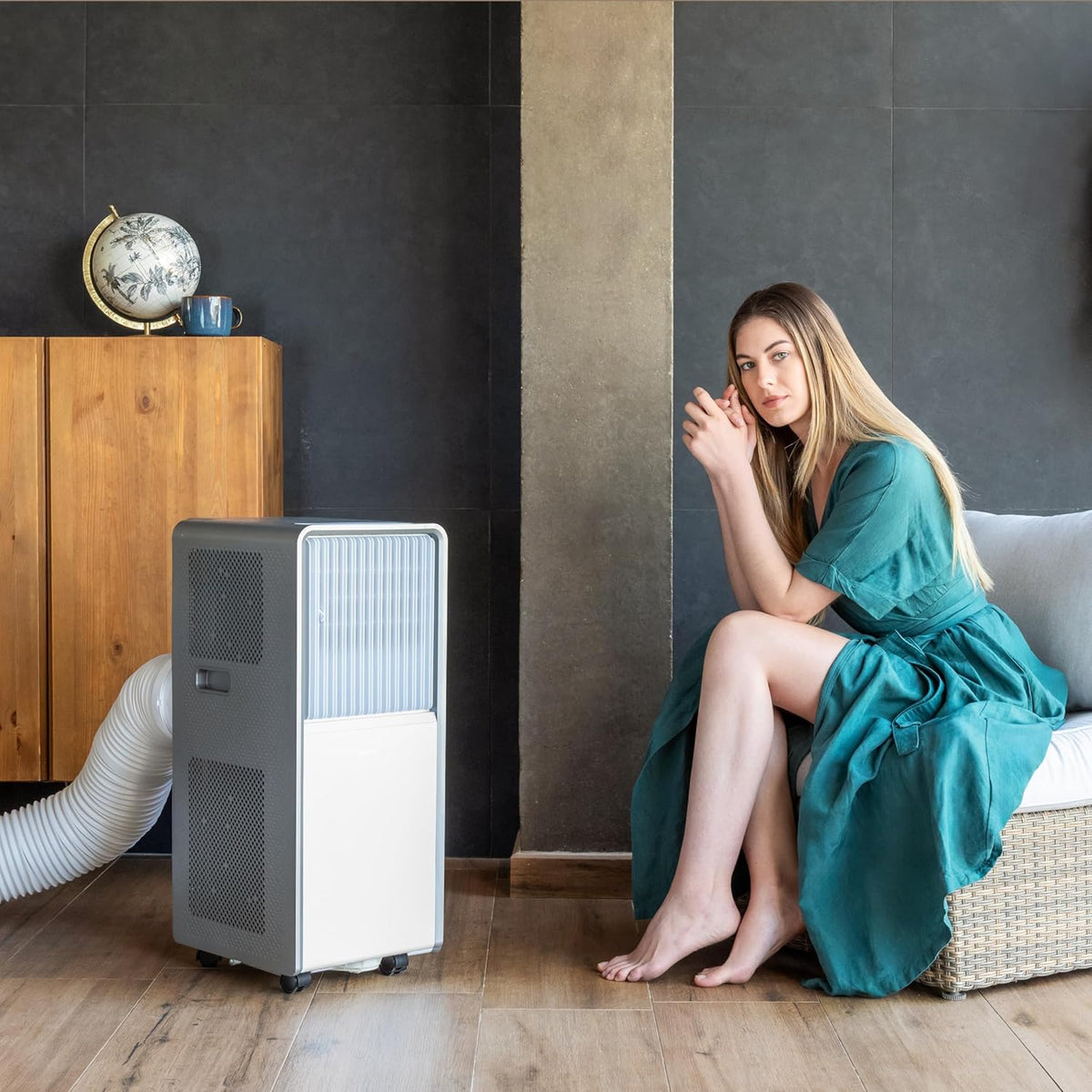 Cecotec Mobile Klimaanlage mit Fernbedienung und Heizfunktion ForceClima 12650 Style Heating. 12000 BTU, LED-Anzeige, Touch-Bedienung, 5 Modi, 2 Geschwindigkeiten, Luftentfeuchter, Timer, 28m2