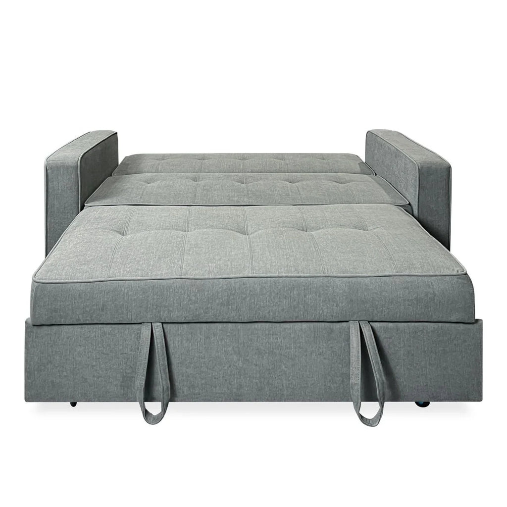 Zweisitzer Schlafsofa, Modell Vienna, mit Armlehnen, Grau, Modernes Design, Praktisch und Funktional