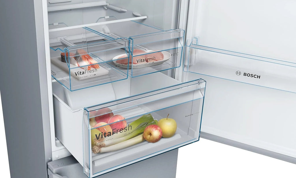 Bosch Serie 4 - Frigorífico combinado, NoFrost, alto 203 x ancho 70 cm, 438 L, Tecnología VitaFresh, Blanco - KGN49XIDQ