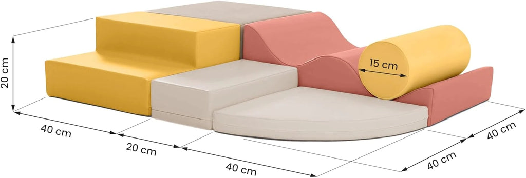 IGLU Soft Play Explorer Toboganes Infantiles Bloques Psicomotricidad Infantil Parque Montessori Juego de 6 Espuma Educativos para Niños Escalada Bebe (Pastel Autumn)