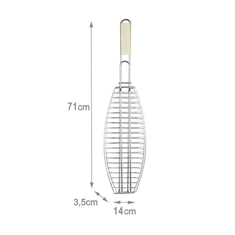 Parrilla Para Asar Pescado En Barbacoa 71x14cm Parrillera Individual