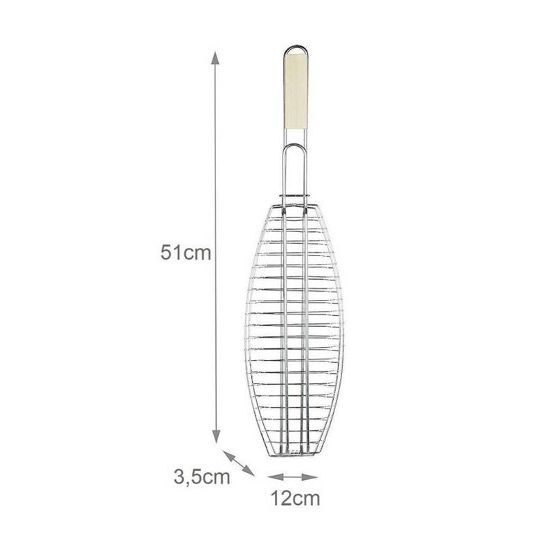 Parrilla Para Asar Pescado En Barbacoa 51x12cm Parrillera Individual