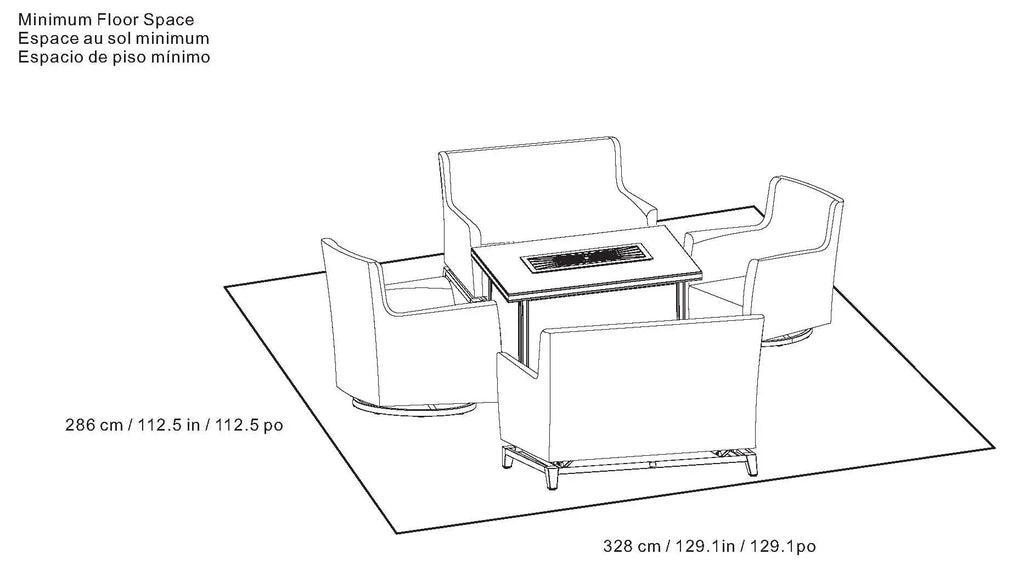 2026 Nuevo conjunto de muebles de exterior de 5 piezas con fuego Agio para patio