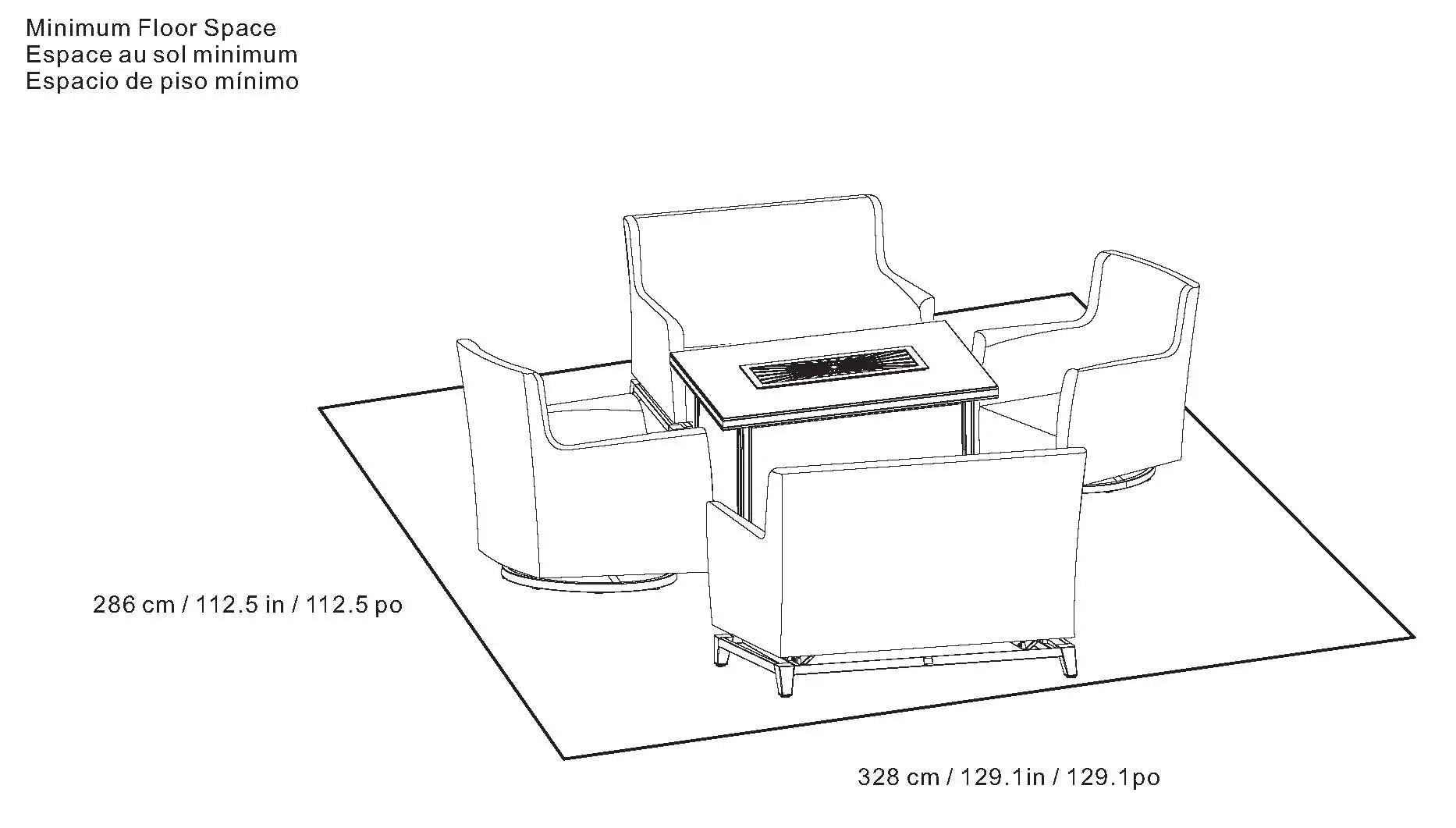 2026 Nuevo conjunto de muebles de exterior de 5 piezas con fuego Agio para patio