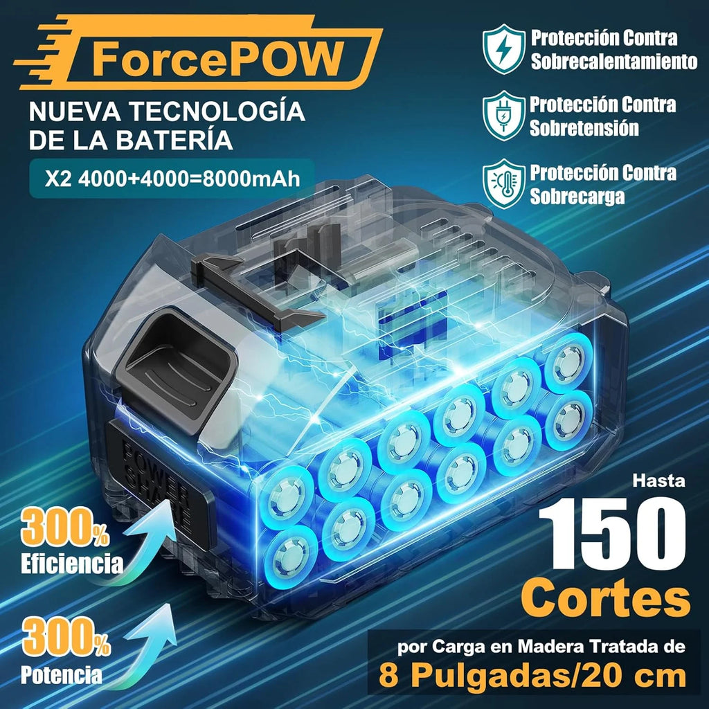 2-in-1 8 Zoll Akku-Mini-Kettensäge und Hochentaster mit 2x 4000mAh Akkus, bürstenlose Kettensäge mit Teleskopstange für den Außenbereich, ausziehbar bis 4M