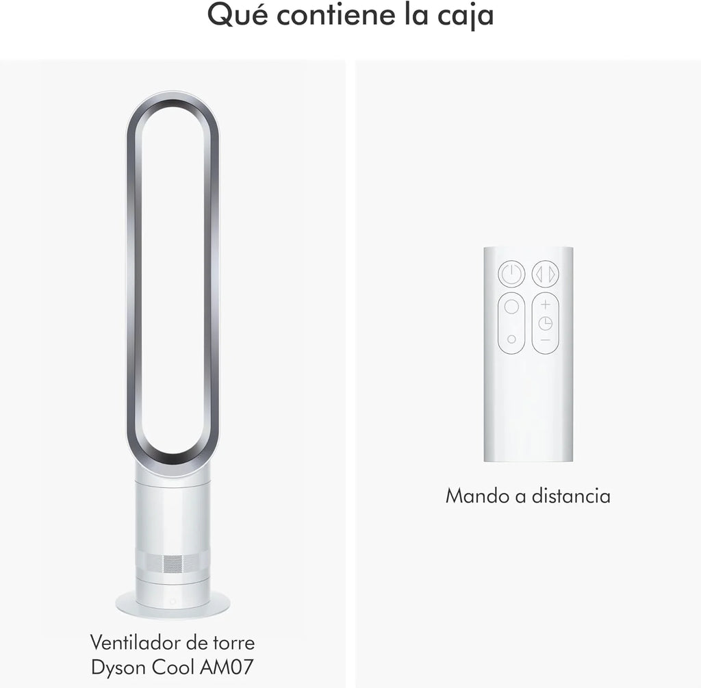 Cool™ Ventilador de torre (AM07) Air Multiplier™, ventilador sin aspas potente con tecnología Air Multiplier™ (Blanco/Plata)