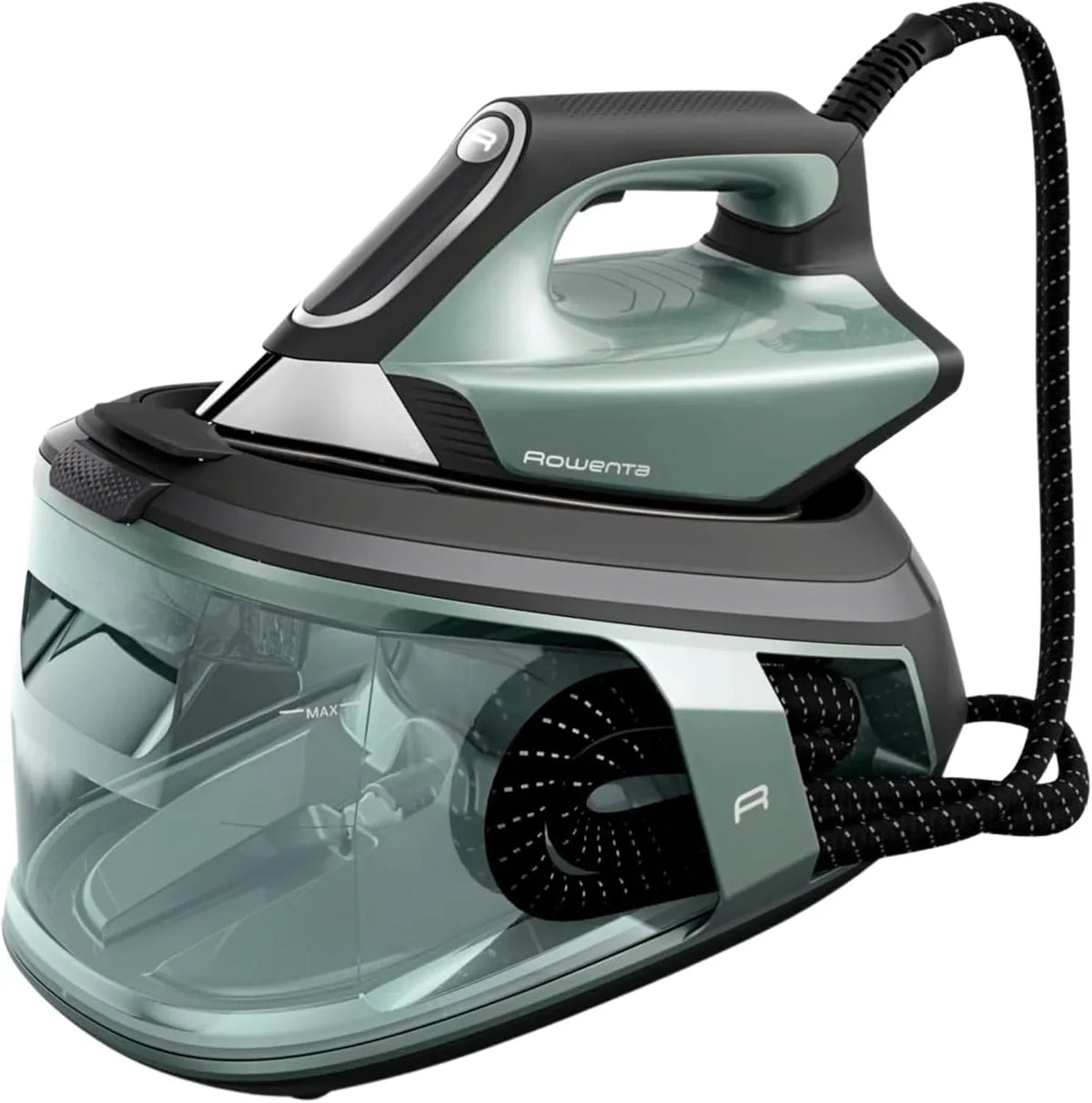 Rowenta Force Pro 500, Ironing Center, 7.5 Bar, 550 g/minute Steam Boost, Quicksteam Technology, Energy Saving, 2 ECO and MAX Modes, Eucalyptus and Black, VR9042F0