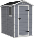 2026 Keter Manor 4X6 - Caseta de jardín, 130x192x198cm y 2,2m2, Suelo, Sistema de ventilación, Puerta y Ventana, Resistente al Agua, Color Gris