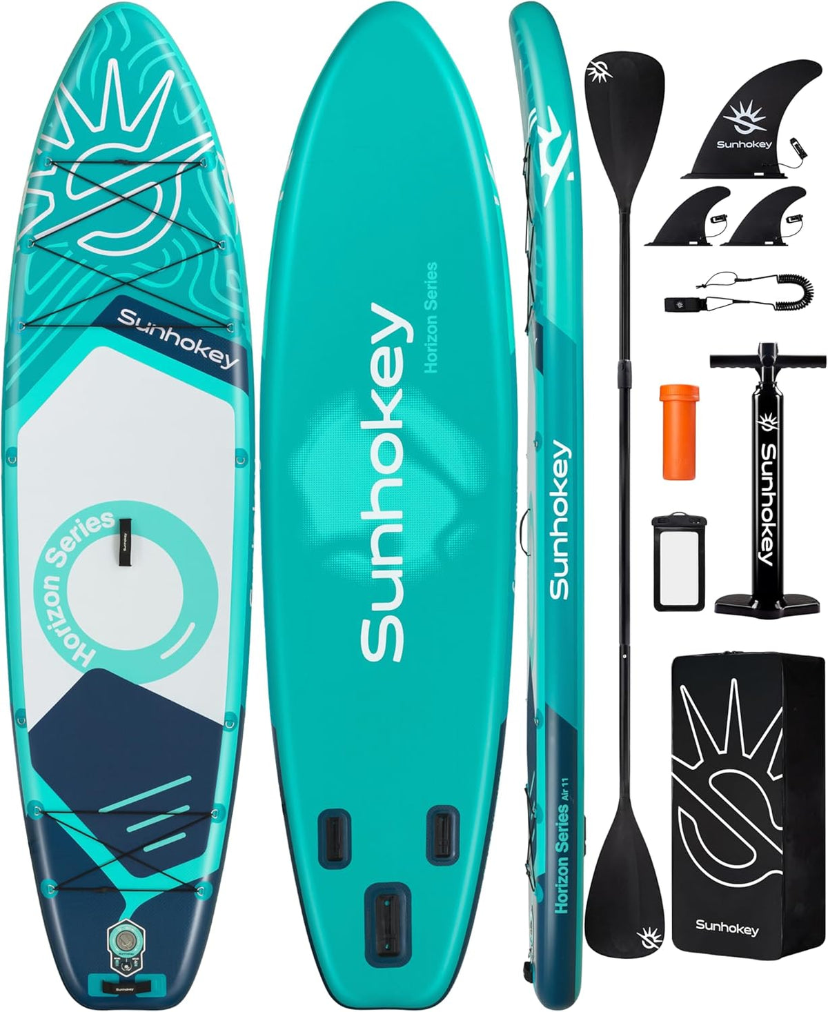 Aufblasbares SUP Board 335cm mit Premium Zubehör Inklusive, Verstellbarem Paddel, Handpumpe, Tragetasche. 335 x 86 x 15 cm, Tragfähigkeit bis zu 181kg