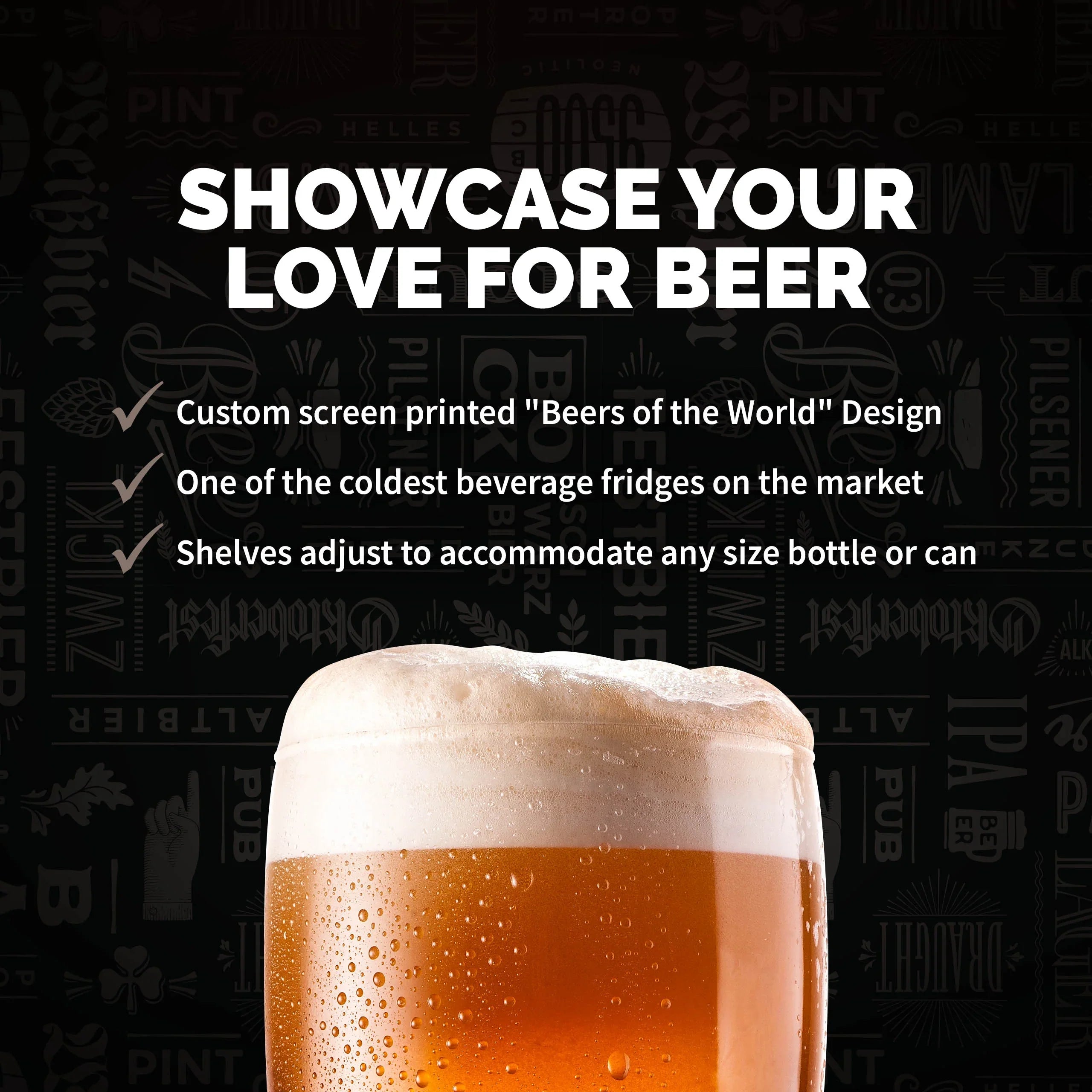2025 Newair® Refrigerador de Bebidas Independiente "Cervezas del Mundo" – 126 Latas – 18,5"