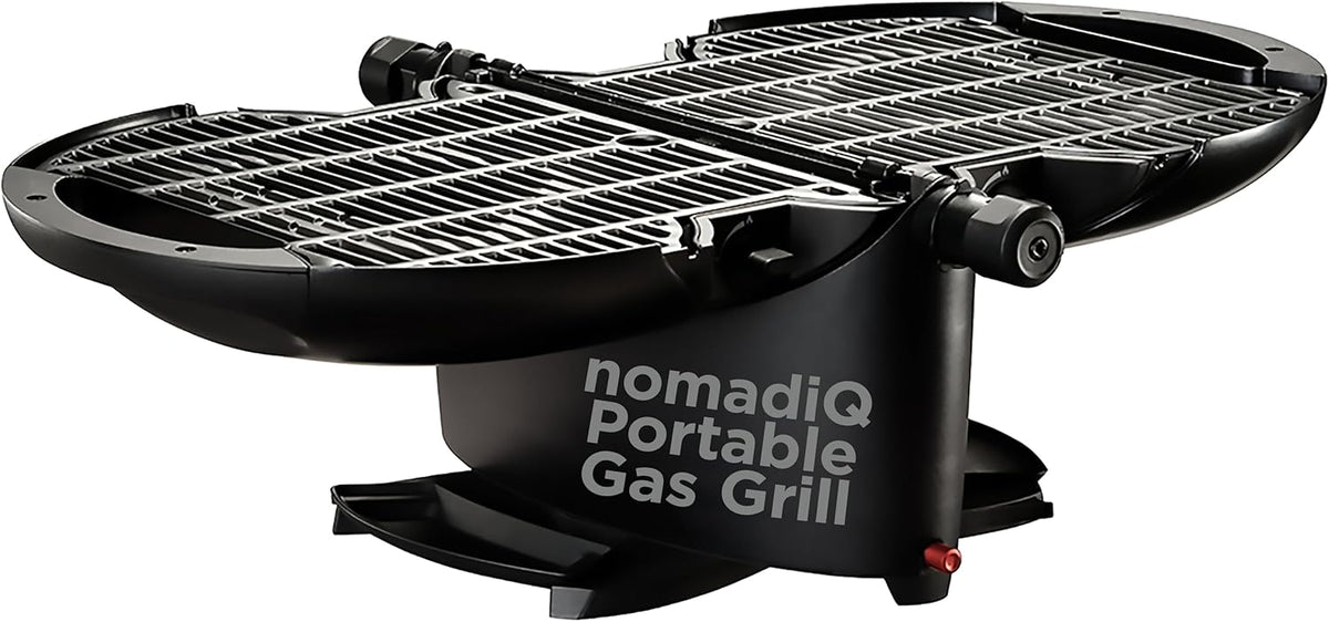 NOMADIQ Tragbarer Propangasgrill | Kleiner, kompakter und leichter Tischgrill | Perfekt für Camping, Heckklappenpartys, Kochen im Freien, Wohnmobile, Boote, Reisen (Grill)