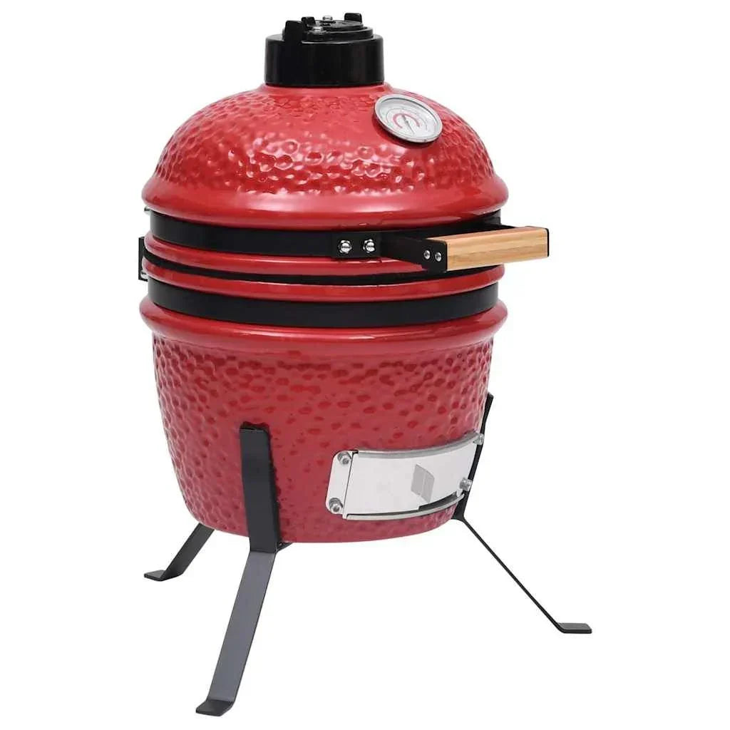 2-in-1 Kamado-Keramikgrill-Räucherofen Rot 56 cm Vidaxl