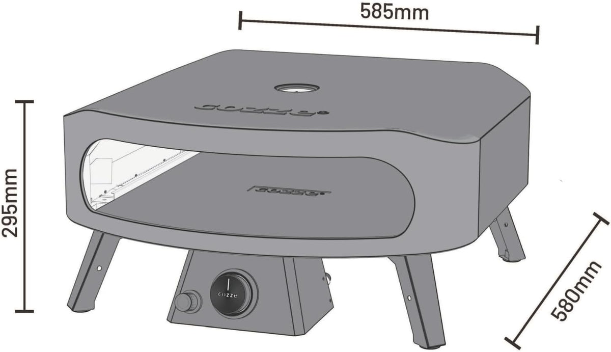 COZZE Gas-Pizzaofen 17 Zoll – Großer Outdoor-Pizzaofen (50 mbar) – Pizzaofen mit Regler für Familienpizza