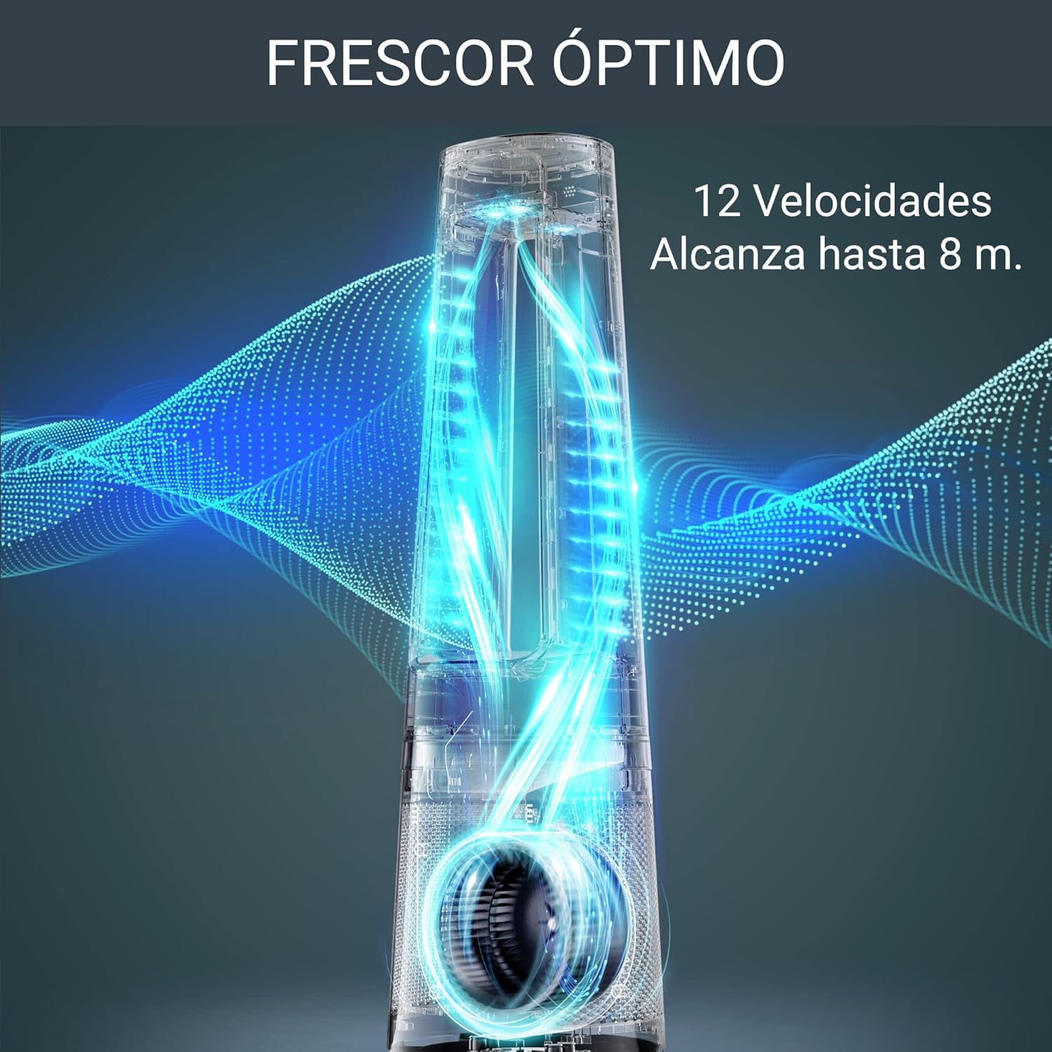 Rowenta Eclipse 3 en 1, Ventilador, purificador y calefactor de 2100 W, filtra hasta el 99,95 % partículas, silencioso, oscilación, luz decorativa, encendido programable, plata, QU5062