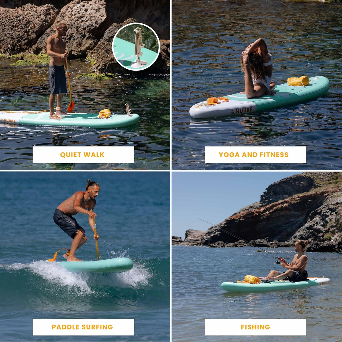 HUIIKE Inflatable Paddle Board for Adults with Accessories Included, Oar, Fins, Pump. Stand Up Paddleboard Great Stability and Resistance. 10’ x 33" x 5.9", Maximum Load 286 lb