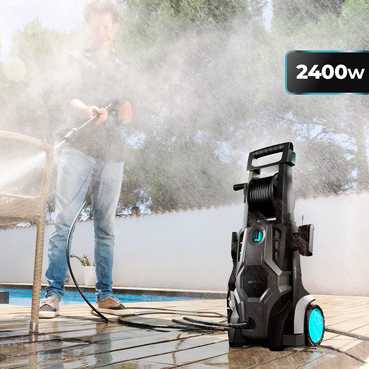 Cecotec HydroBoost 2400 AdvanceClean High Pressure Washer. 2400W, Home, Garden or Car, Flow Rate of 480l/h, 180 Pressure Bars, Aluminium Pump, Action Radius 14 m