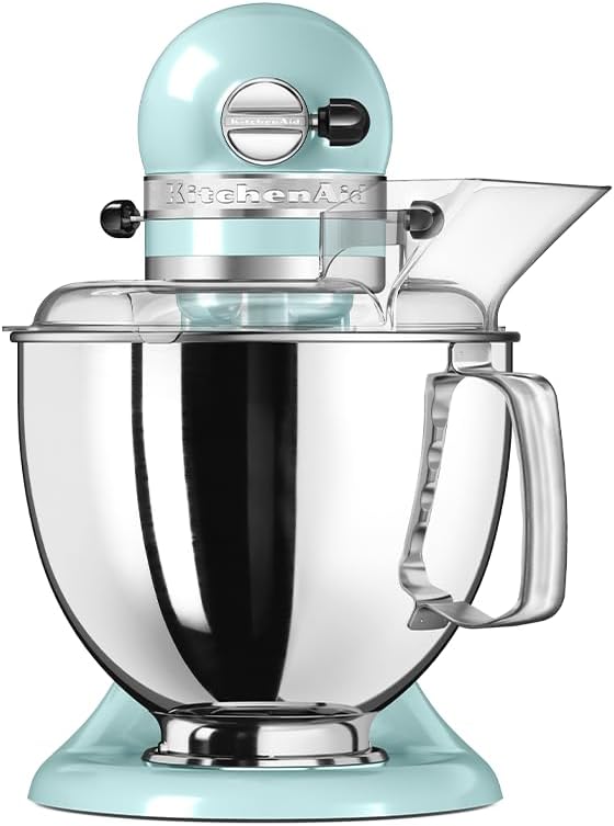 KitchenAid Küchenmaschine - Artisan - Küchenmaschine mit kippbarem Motorkopf - Küchenmaschine mit 5 Zubehörteilen - Küchenmaschine mit 2 Edelstahlschüsseln - 4,8 L und 3 L - Eisblau