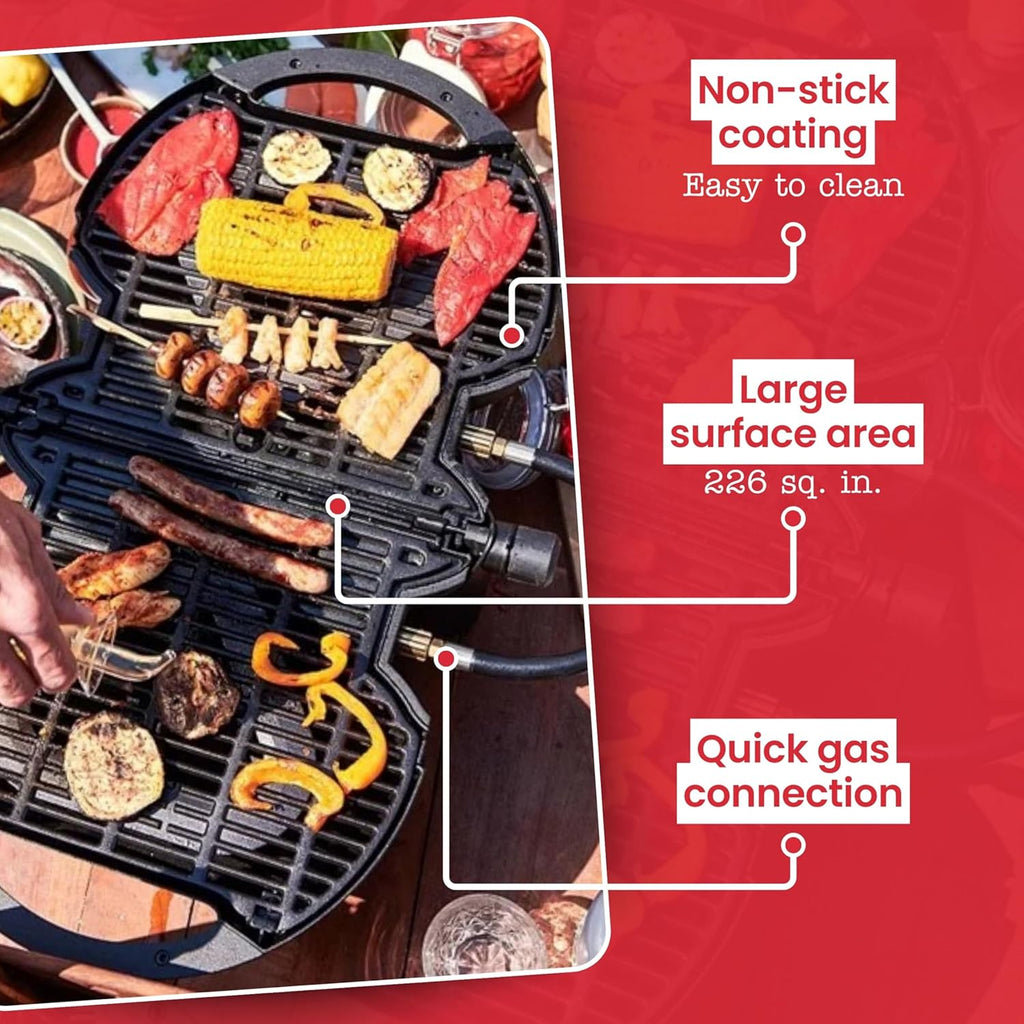 NOMADIQ Tragbarer Propangasgrill | Kleiner, kompakter und leichter Tischgrill | Perfekt für Camping, Heckklappenpartys, Kochen im Freien, Wohnmobile, Boote, Reisen (Grill)