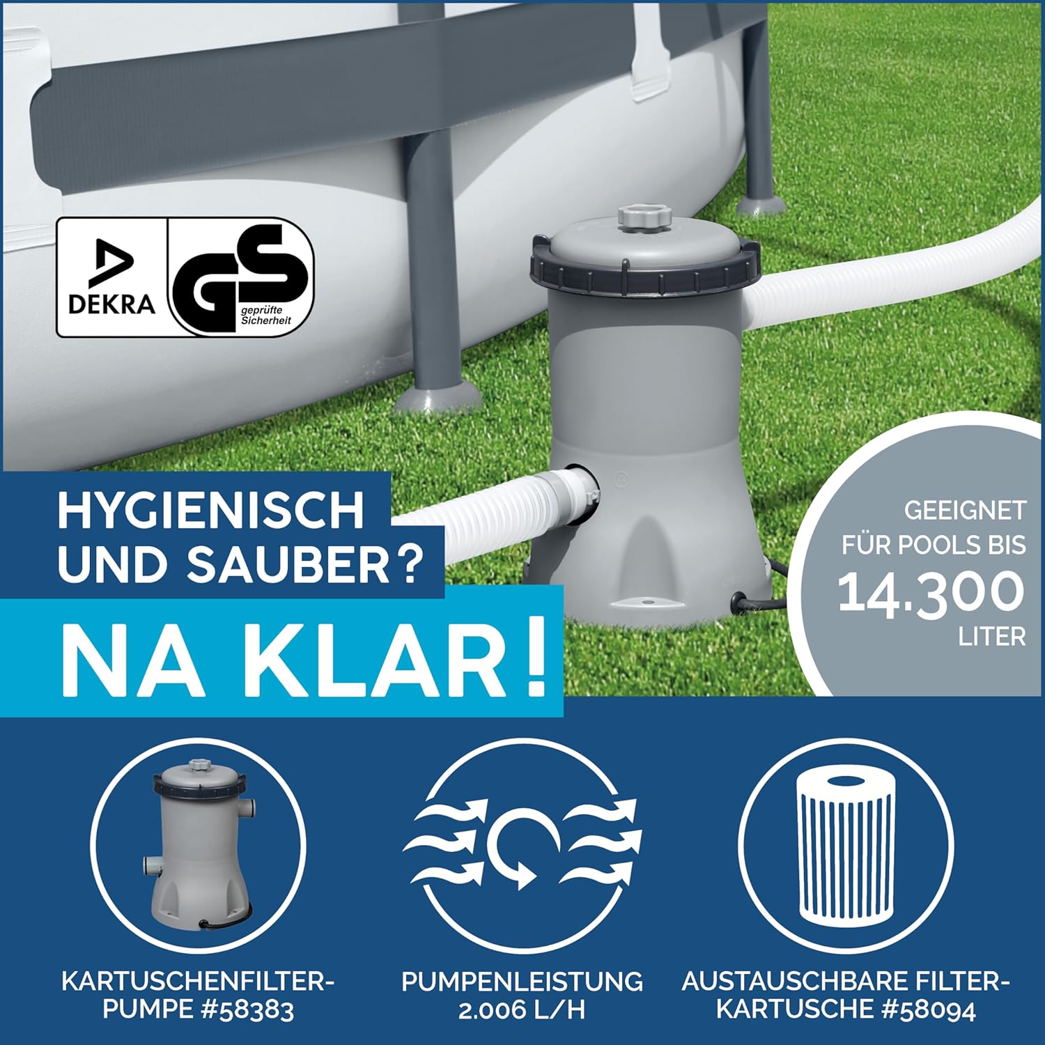 Bestway Steel Pro MAX Frame Pool – Rund (366 x 100 cm, inkl. Filterpumpe, Holzoptik)